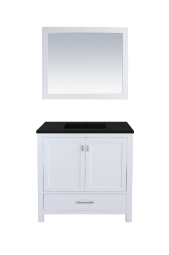 LAVIVA Vanity LAVIVA 313ANG-36W-MB Wilson 36 - White Cabinet + Matte Black VIVA Stone Solid Surface Countertop