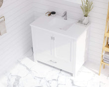 Load image into Gallery viewer, LAVIVA Vanity LAVIVA 313ANG-36W-MW Wilson 36 - White Cabinet + Matte White VIVA Stone Solid Surface Countertop