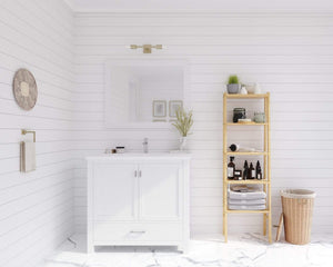 LAVIVA Vanity LAVIVA 313ANG-36W-MW Wilson 36 - White Cabinet + Matte White VIVA Stone Solid Surface Countertop