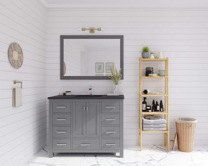 LAVIVA Vanity LAVIVA 313ANG-42G-MB Wilson 42 - Grey Cabinet + Matte Matte Black VIVA Stone Solid Surface Countertop