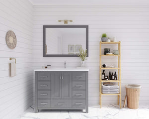 LAVIVA Vanity LAVIVA 313ANG-42G-MW Wilson 42 - Grey Cabinet + Matte White VIVA Stone Solid Surface Countertop