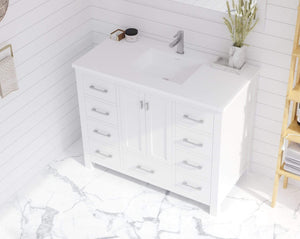 LAVIVA Vanity LAVIVA 313ANG-42W-MW Wilson 42 - White Cabinet + Matte White VIVA Stone Solid Surface Countertop