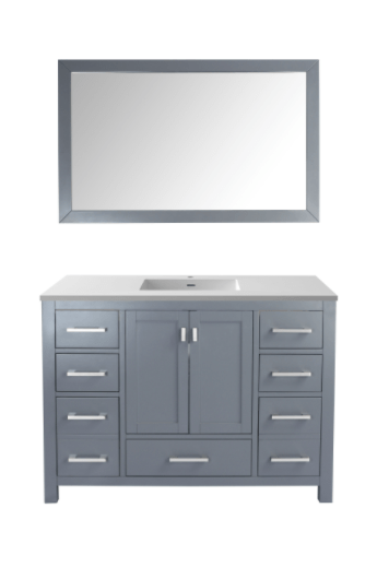 LAVIVA Vanity LAVIVA 313ANG-48G-MW Wilson 48 - Grey Cabinet + Matte White VIVA Stone Solid Surface Countertop