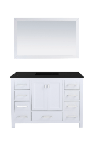 LAVIVA Vanity LAVIVA 313ANG-48W-MB Wilson 48 - White Cabinet + Matte Black VIVA Stone Solid Surface Countertop