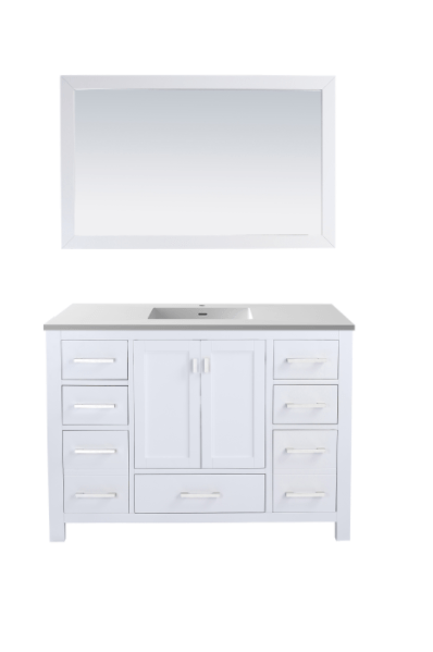 LAVIVA Vanity LAVIVA 313ANG-48W-MW Wilson 48 - White Cabinet + Matte White VIVA Stone Solid Surface Countertop
