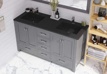 Load image into Gallery viewer, LAVIVA Vanity LAVIVA 313ANG-60G-MB Wilson 60 - Grey Cabinet + Matte Black VIVA Stone Solid Surface Countertop