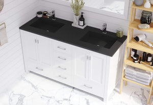 LAVIVA Vanity LAVIVA 313ANG-60W-MB Wilson 60 - White Cabinet + Matte Black VIVA Stone Solid Surface Countertop