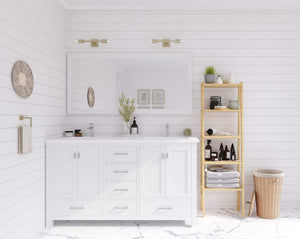 LAVIVA Vanity LAVIVA 313ANG-60W-MW Wilson 60 - White Cabinet + Matte White VIVA Stone Solid Surface Countertop