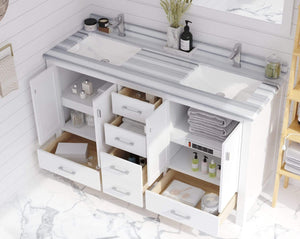 LAVIVA Vanity LAVIVA 313ANG-60W-WS Wilson 60 - White Cabinet + White Stripe Countertop