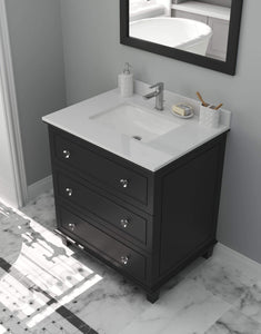 LAVIVA Vanity LAVIVA 313DVN-30E-WQ Luna - 30 - Espresso Cabinet + White Quartz  Counter