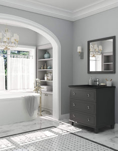 LAVIVA Vanity LAVIVA 313DVN-30G-MB Luna - 30 - Maple Grey Cabinet + Matte Black VIVA Stone Solid Surface Countertop