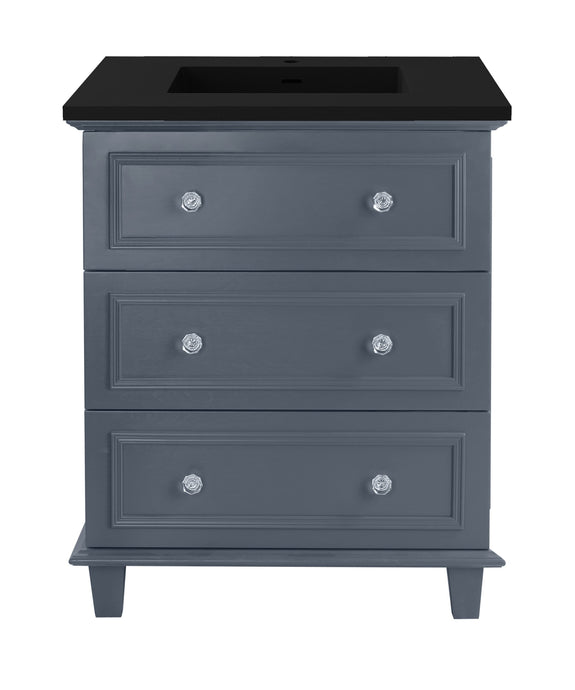 LAVIVA Vanity LAVIVA 313DVN-30G-MB Luna - 30 - Maple Grey Cabinet + Matte Black VIVA Stone Solid Surface Countertop