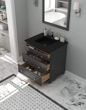 Load image into Gallery viewer, LAVIVA Vanity LAVIVA 313DVN-30G-MB Luna - 30 - Maple Grey Cabinet + Matte Black VIVA Stone Solid Surface Countertop