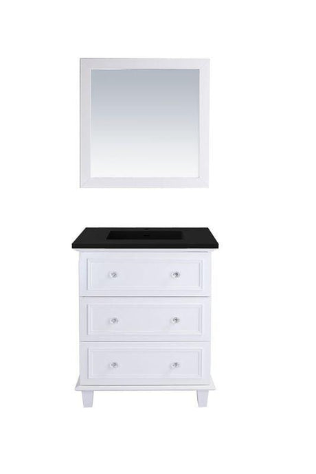 LAVIVA Vanity LAVIVA 313DVN-30W-MB Luna - 30 - White Cabinet + Matte Black VIVA Stone Solid Surface Countertop
