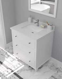 LAVIVA Vanity LAVIVA 313DVN-30W-WQ Luna - 30 - White Cabinet + White Quartz  Counter