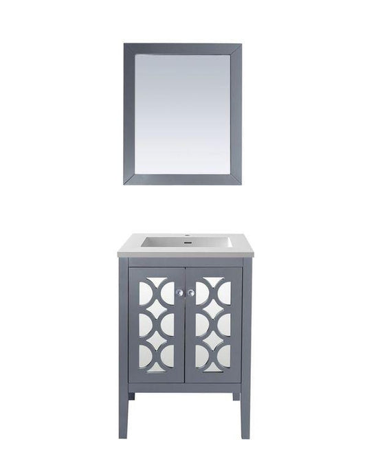 LAVIVA Vanity LAVIVA 313MKSH-24G-MW Mediterraneo - 24 - Grey Cabinet + Matte White VIVA Stone Solid Surface Countertop