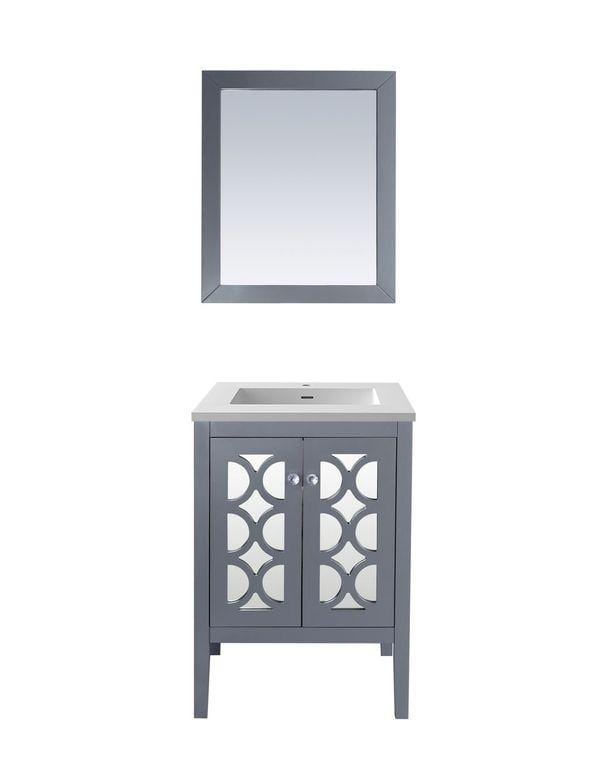 LAVIVA Vanity LAVIVA 313MKSH-24G-MW Mediterraneo - 24 - Grey Cabinet + Matte White VIVA Stone Solid Surface Countertop