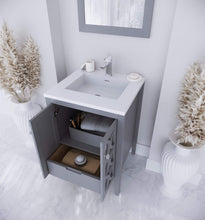 Load image into Gallery viewer, LAVIVA Vanity LAVIVA 313MKSH-24G-MW Mediterraneo - 24 - Grey Cabinet + Matte White VIVA Stone Solid Surface Countertop