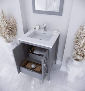 LAVIVA Vanity LAVIVA 313MKSH-24G-MW Mediterraneo - 24 - Grey Cabinet + Matte White VIVA Stone Solid Surface Countertop