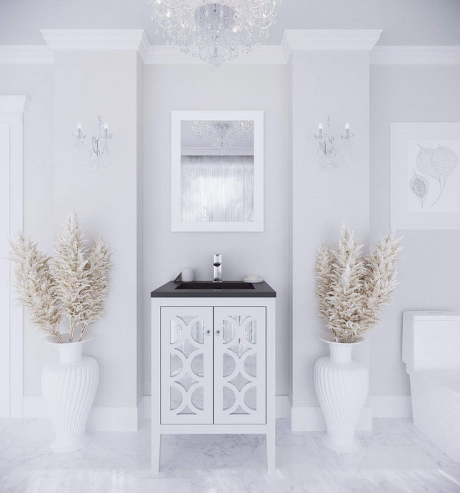 LAVIVA Vanity LAVIVA 313MKSH-24W-MB Mediterraneo - 24 - White Cabinet + Matte Black VIVA Stone Solid Surface Countertop