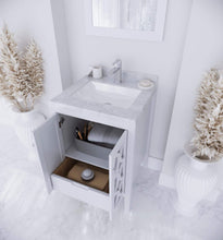 Load image into Gallery viewer, LAVIVA Vanity LAVIVA 313MKSH-24W-MW Mediterraneo - 24 - White Cabinet + Matte White VIVA Stone Solid Surface Countertop