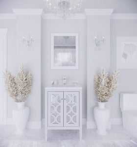 LAVIVA Vanity LAVIVA 313MKSH-24W-WQ Mediterraneo - 24 - White Cabinet + White Quartz Counter