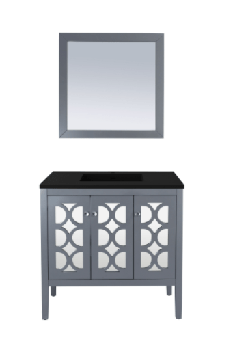 LAVIVA Vanity LAVIVA 313MKSH-36G-MB Mediterraneo - 36 - Grey Cabinet + Matte Black VIVA Stone Solid Surface Countertop