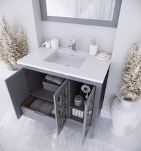 Load image into Gallery viewer, LAVIVA Vanity LAVIVA 313MKSH-36G-MW Mediterraneo - 36 - Grey Cabinet + Matte White VIVA Stone Solid Surface Countertop