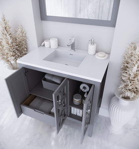 LAVIVA Vanity LAVIVA 313MKSH-36G-MW Mediterraneo - 36 - Grey Cabinet + Matte White VIVA Stone Solid Surface Countertop