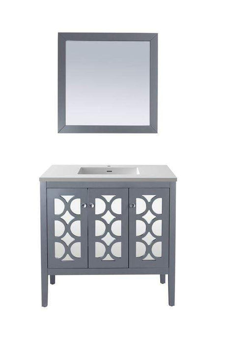 LAVIVA Vanity LAVIVA 313MKSH-36G-MW Mediterraneo - 36 - Grey Cabinet + Matte White VIVA Stone Solid Surface Countertop
