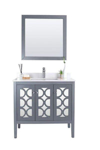 LAVIVA Vanity LAVIVA 313MKSH-36G-WQ Mediterraneo - 36 - Grey Cabinet + White Quartz Counter