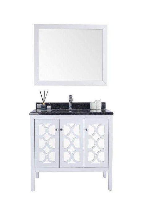 LAVIVA Vanity LAVIVA 313MKSH-36W-BW Mediterraneo - 36 - White Cabinet + Black Wood Counter
