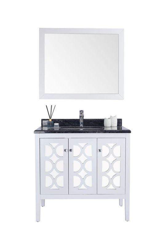 LAVIVA Vanity LAVIVA 313MKSH-36W-BW Mediterraneo - 36 - White Cabinet + Black Wood Counter