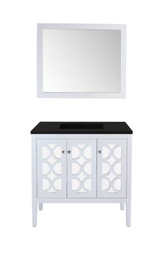 LAVIVA Vanity LAVIVA 313MKSH-36W-MB Mediterraneo - 36 - White Cabinet + Matte Black VIVA Stone Solid Surface Countertop