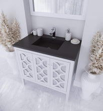 Load image into Gallery viewer, LAVIVA Vanity LAVIVA 313MKSH-36W-MB Mediterraneo - 36 - White Cabinet + Matte Black VIVA Stone Solid Surface Countertop