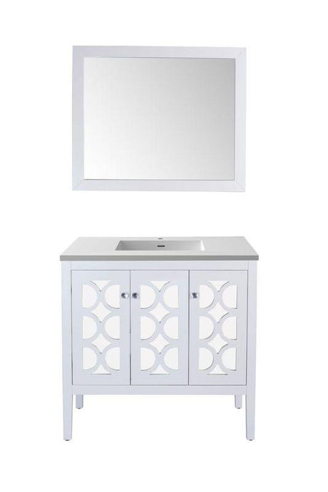 LAVIVA Vanity LAVIVA 313MKSH-36W-MW Mediterraneo - 36 - White Cabinet + Matte White VIVA Stone Solid Surface Countertop