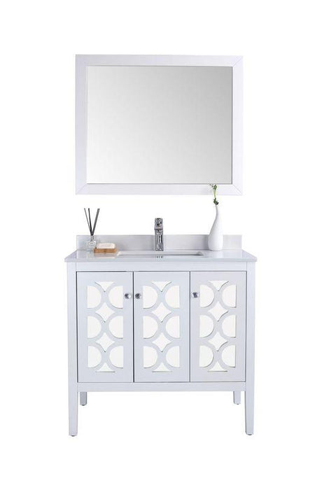 LAVIVA Vanity LAVIVA 313MKSH-36W-WQ Mediterraneo - 36 - White Cabinet + White Quartz Counter