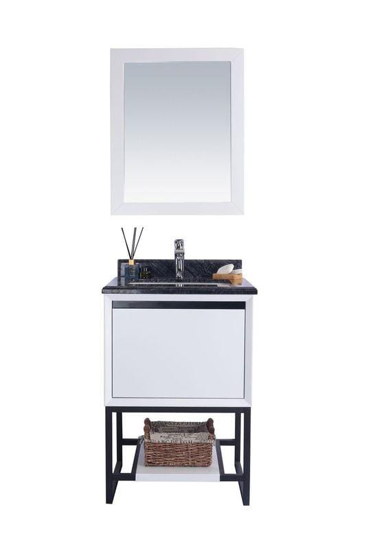 LAVIVA Vanity LAVIVA 313SMR-24W-BW Alto 24 - White Cabinet + Black Wood Countertop