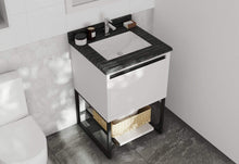 Load image into Gallery viewer, LAVIVA Vanity LAVIVA 313SMR-24W-BW Alto 24 - White Cabinet + Black Wood Countertop