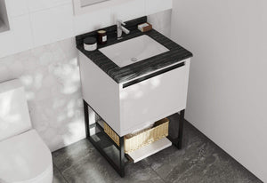 LAVIVA Vanity LAVIVA 313SMR-24W-BW Alto 24 - White Cabinet + Black Wood Countertop