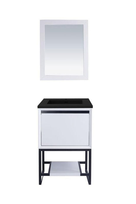 LAVIVA Vanity LAVIVA 313SMR-24W-MB Alto 24 - White Cabinet + Matte Black VIVA Stone Solid Surface Countertop