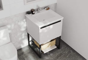 LAVIVA Vanity LAVIVA 313SMR-24W-MW Alto 24 - White Cabinet + Matte White VIVA Stone Solid Surface Countertop