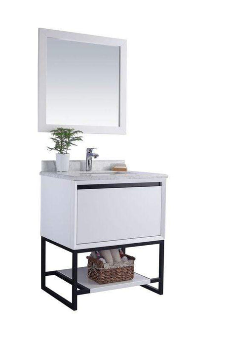 LAVIVA Vanity LAVIVA 313SMR-24W-MW Alto 24 - White Cabinet + Matte White VIVA Stone Solid Surface Countertop