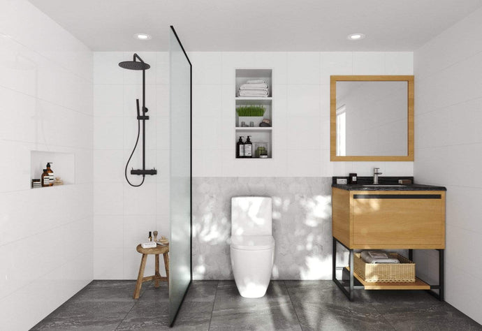 LAVIVA Vanity LAVIVA 313SMR-30CO-BW Alto 30 - California White Oak Cabinet + Black Wood Countertop