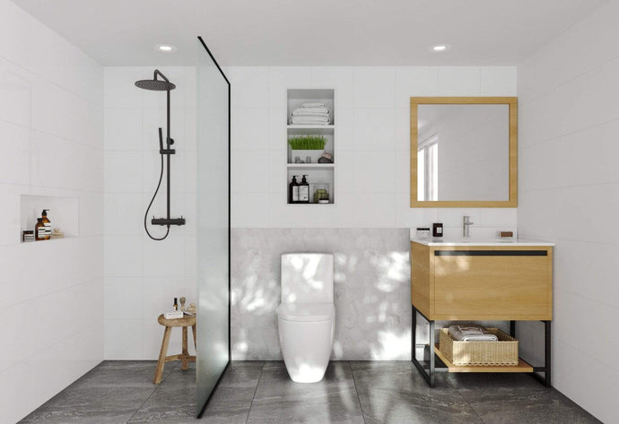 LAVIVA Vanity LAVIVA 313SMR-30CO-WQ Alto 30 - California White Oak Cabinet + White Quartz Countertop