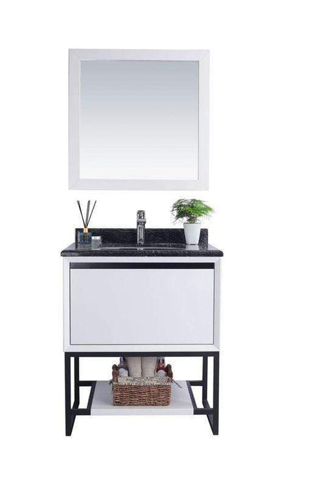 LAVIVA Vanity LAVIVA 313SMR-30W-BW Alto 30 - White Cabinet + Black Wood Countertop