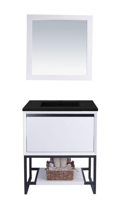 LAVIVA Vanity LAVIVA 313SMR-30W-MB Alto 30 - White Cabinet + Matte Black VIVA Stone Solid Surface Countertop