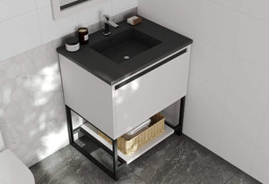 LAVIVA Vanity LAVIVA 313SMR-30W-MB Alto 30 - White Cabinet + Matte Black VIVA Stone Solid Surface Countertop
