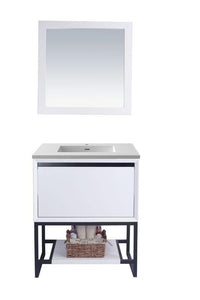 LAVIVA Vanity LAVIVA 313SMR-30W-MW Alto 30 - White Cabinet + Matte White VIVA Stone Solid Surface Countertop