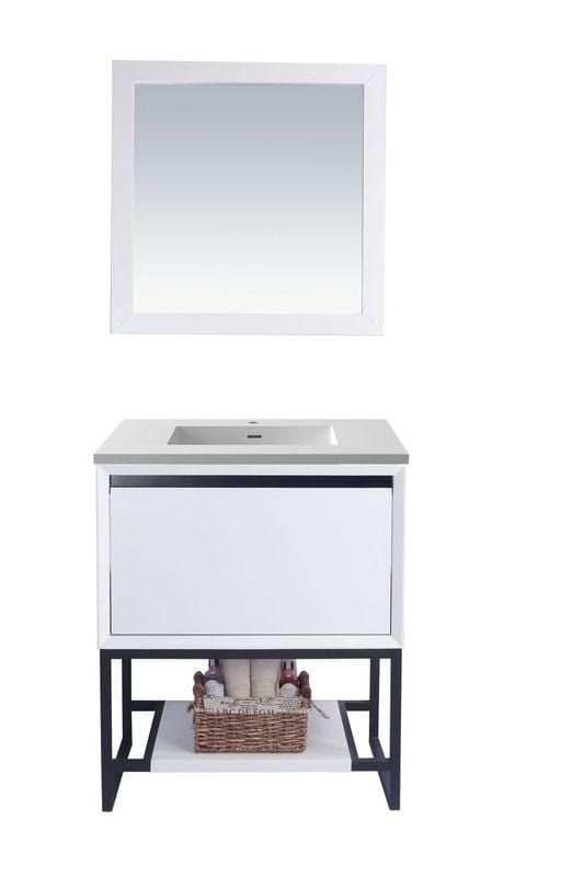 LAVIVA Vanity LAVIVA 313SMR-30W-MW Alto 30 - White Cabinet + Matte White VIVA Stone Solid Surface Countertop